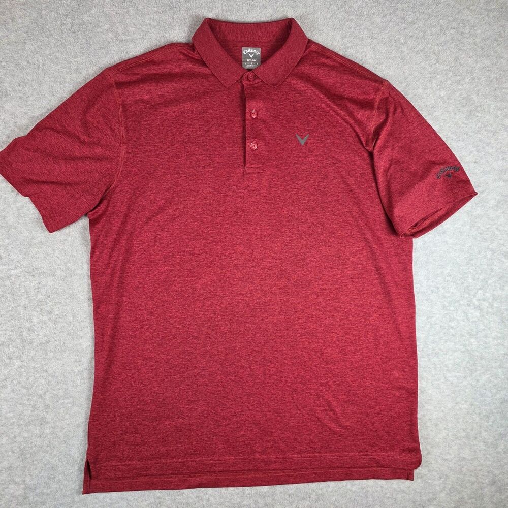 Callaway Opti-Dri Golf Polo Men's Large Red Heather Short Sleeve Stretch